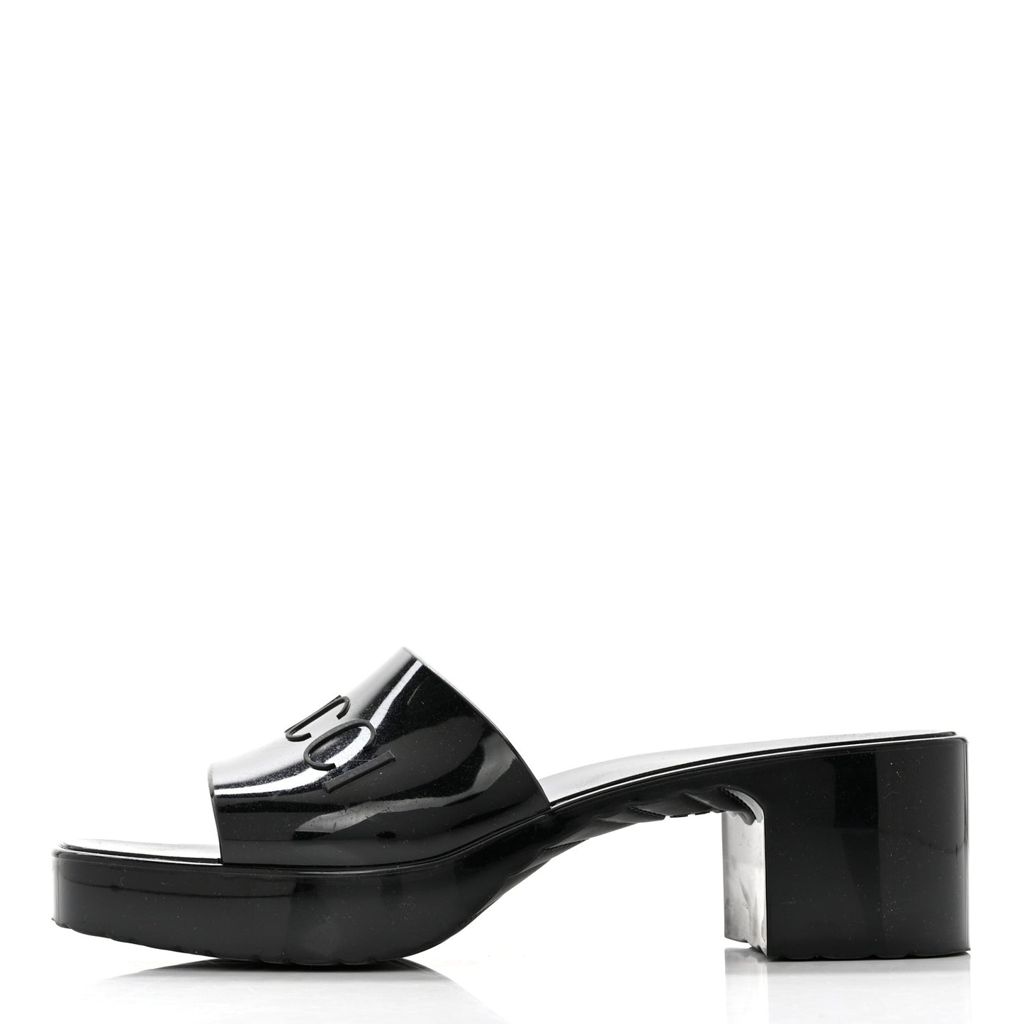 Rubber Gucci Logo Womens Platform 20/60mm Slide Sandals 38 Black