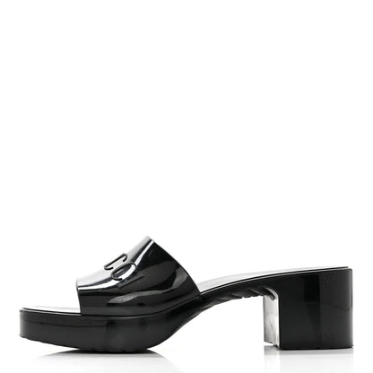 Gucci Rubber Gucci Logo Womens Platform 20/60mm Slide Sandals 38 Black 1 of 8