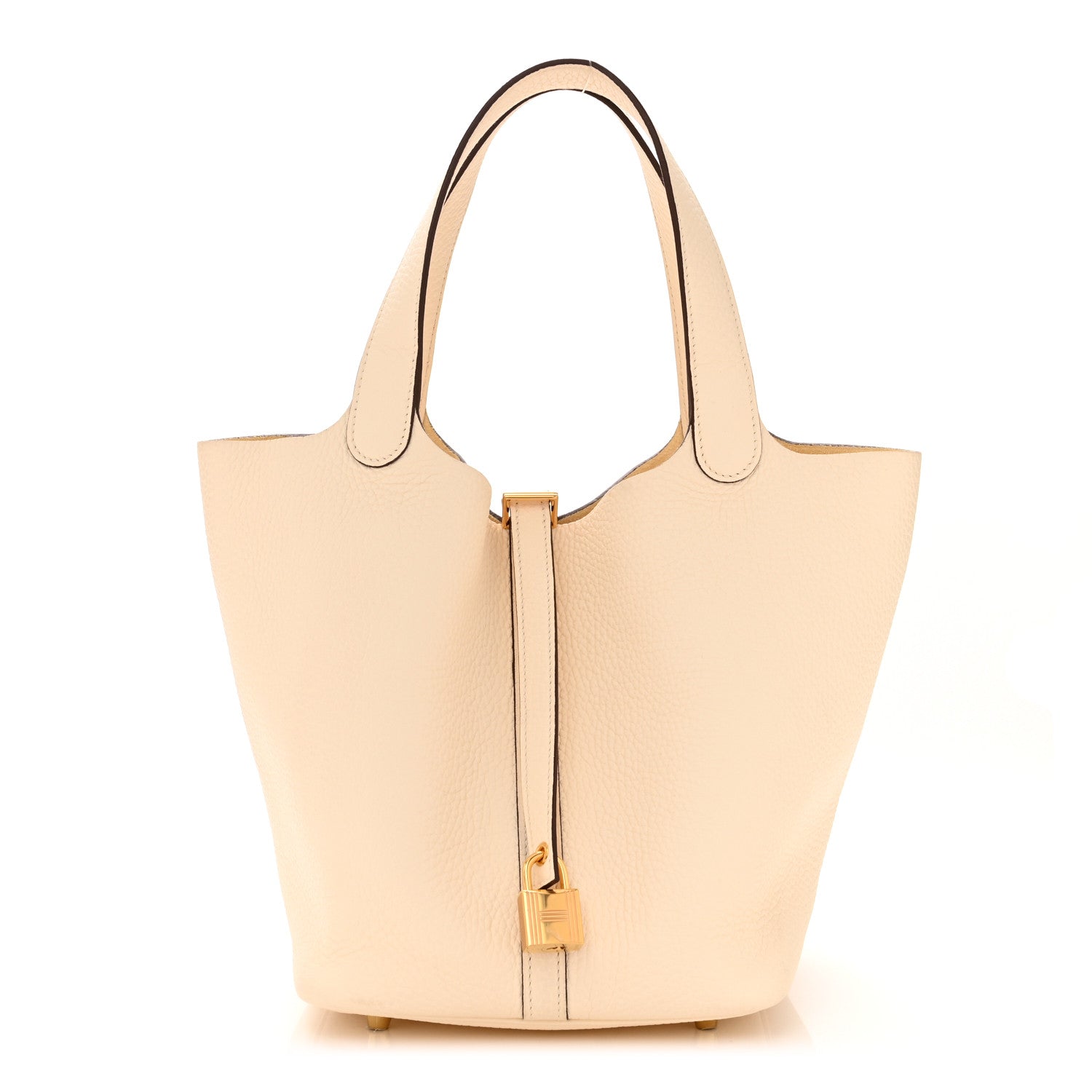 front view image of a HERMESTaurillon Clemence Picotin Lock 22 MM in the color Nata by FASHIONPHILE