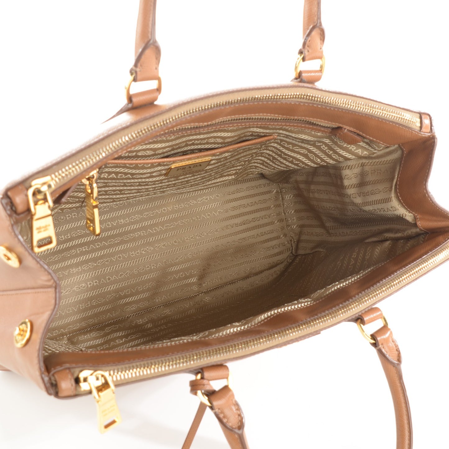 Saffiano Large Galleria Double Zip Tote Caramel