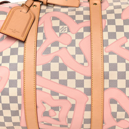 Louis Vuitton Damier Azur Tahitienne Keepall Bandouliere 50 Rose Ballerine 11 of 14