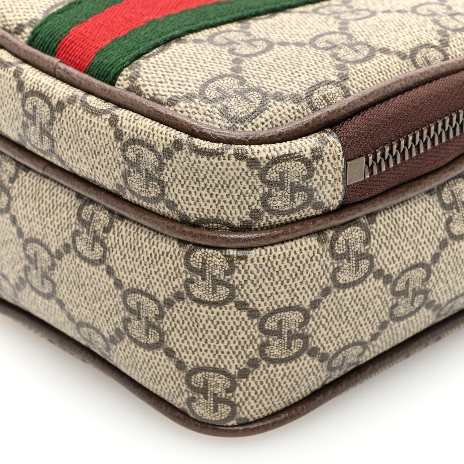 Gucci GG Supreme Monogram Web Mini Ophidia Double Zip Messenger Bag Beige New Acero 10 of 11