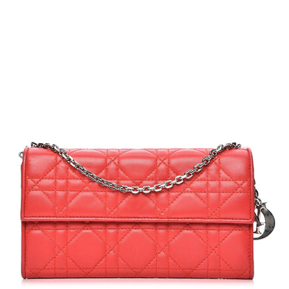 Christian Dior Lambskin Cannage Rendezvous Wallet Coral 1 of 10