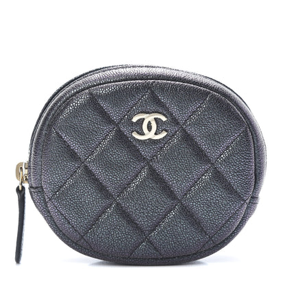 Chanel Iridescent Caviar Quilted Zip Around Classic Coin Purse Black 1 of 8