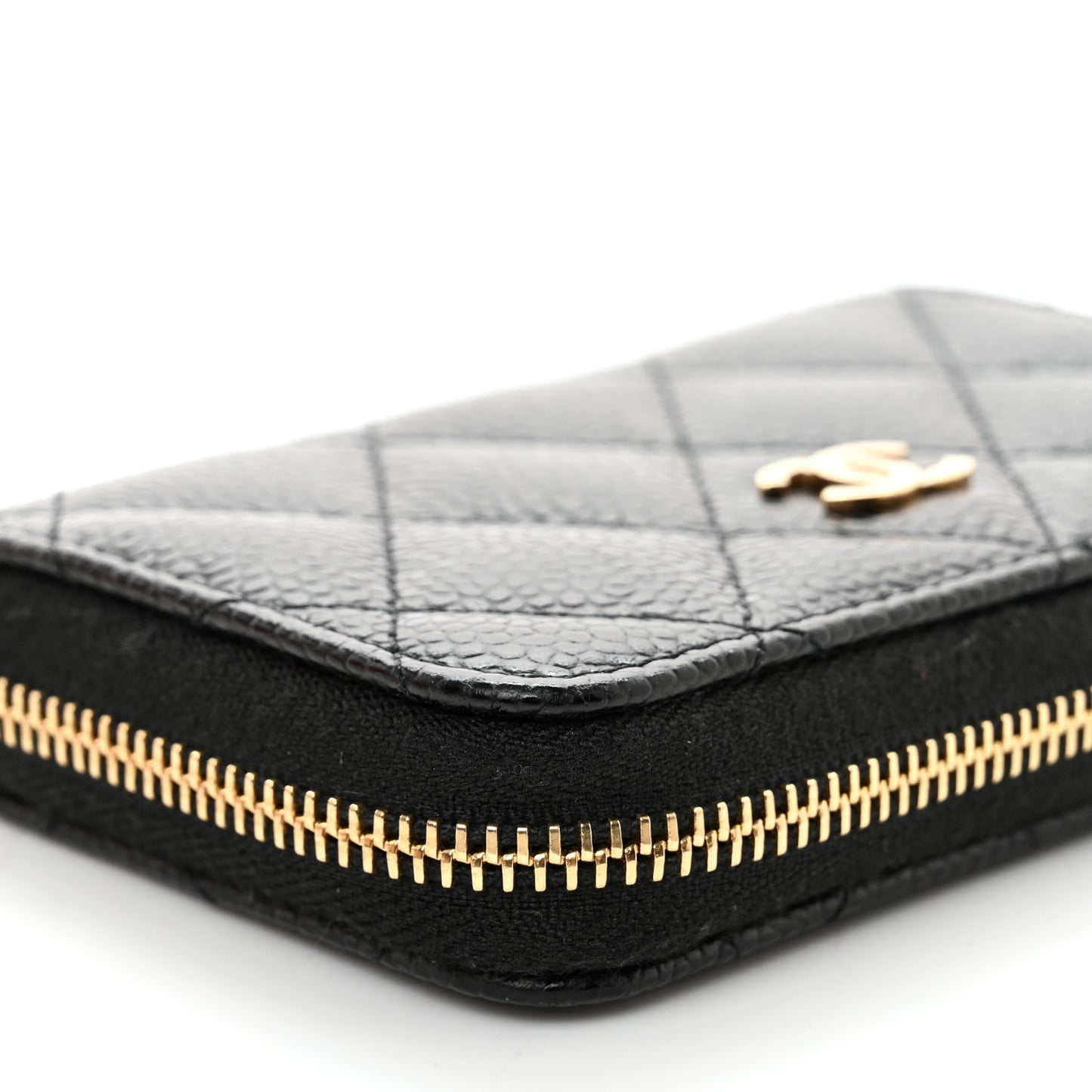 Caviar Quilted Zip Coin Purse Black