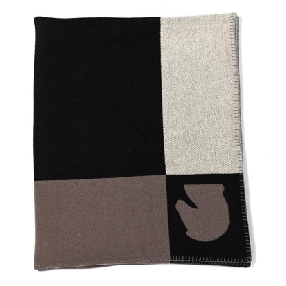 Hermes Wool Cashmere Samarcande Blanket Black Ecru 3 of 5