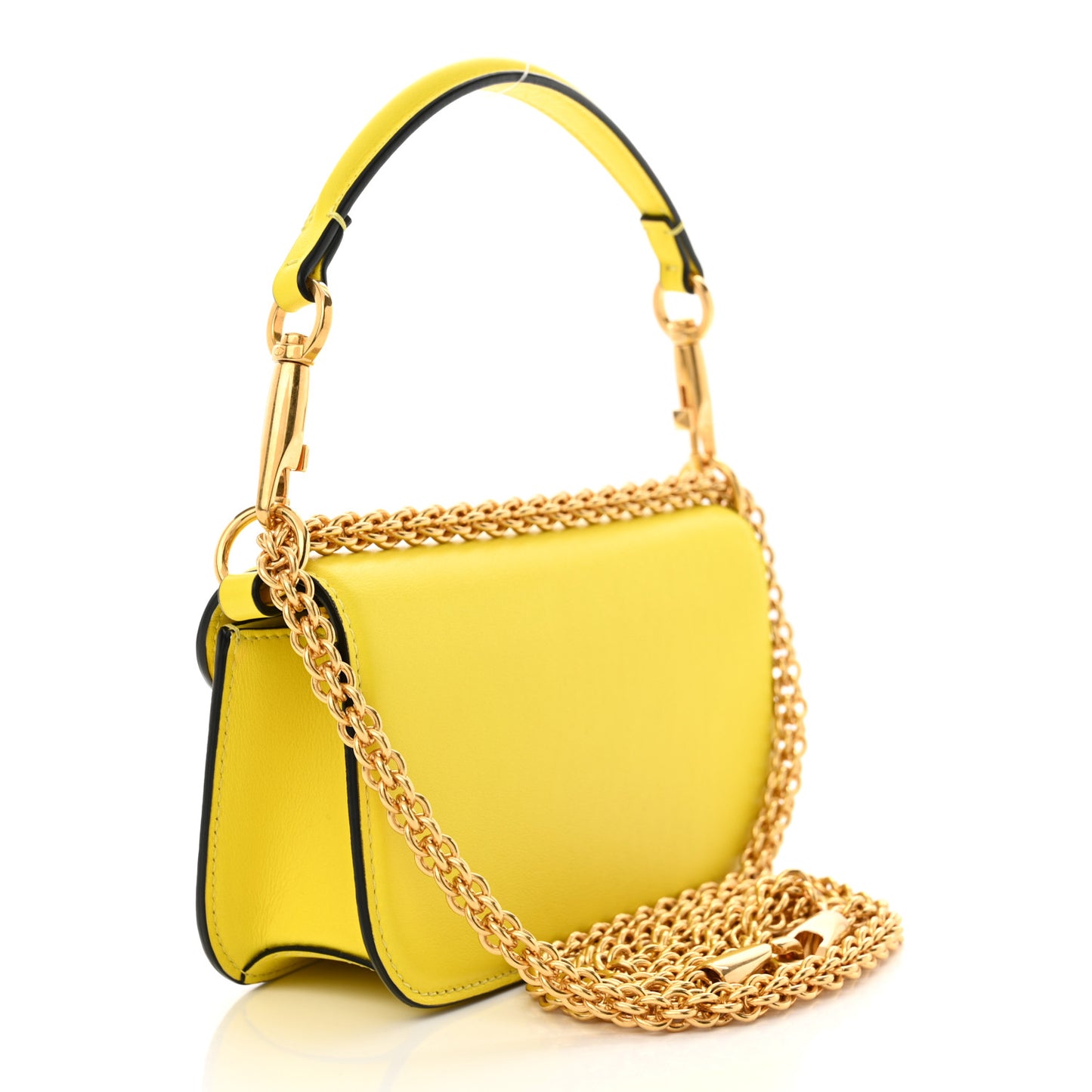 Calfskin Vlogo Small Loco Shoulder Bag Shocking Yellow