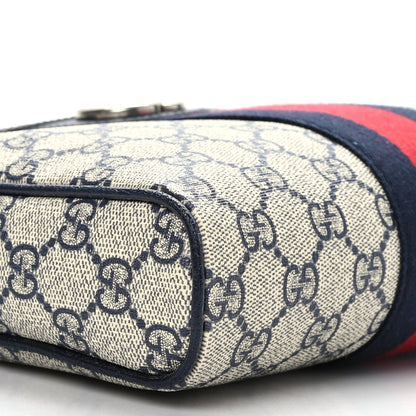 Gucci GG Supreme Monogram Textured Dollar Calfskin Web Small Ophidia Messenger Bag Beige Blue 9 of 10