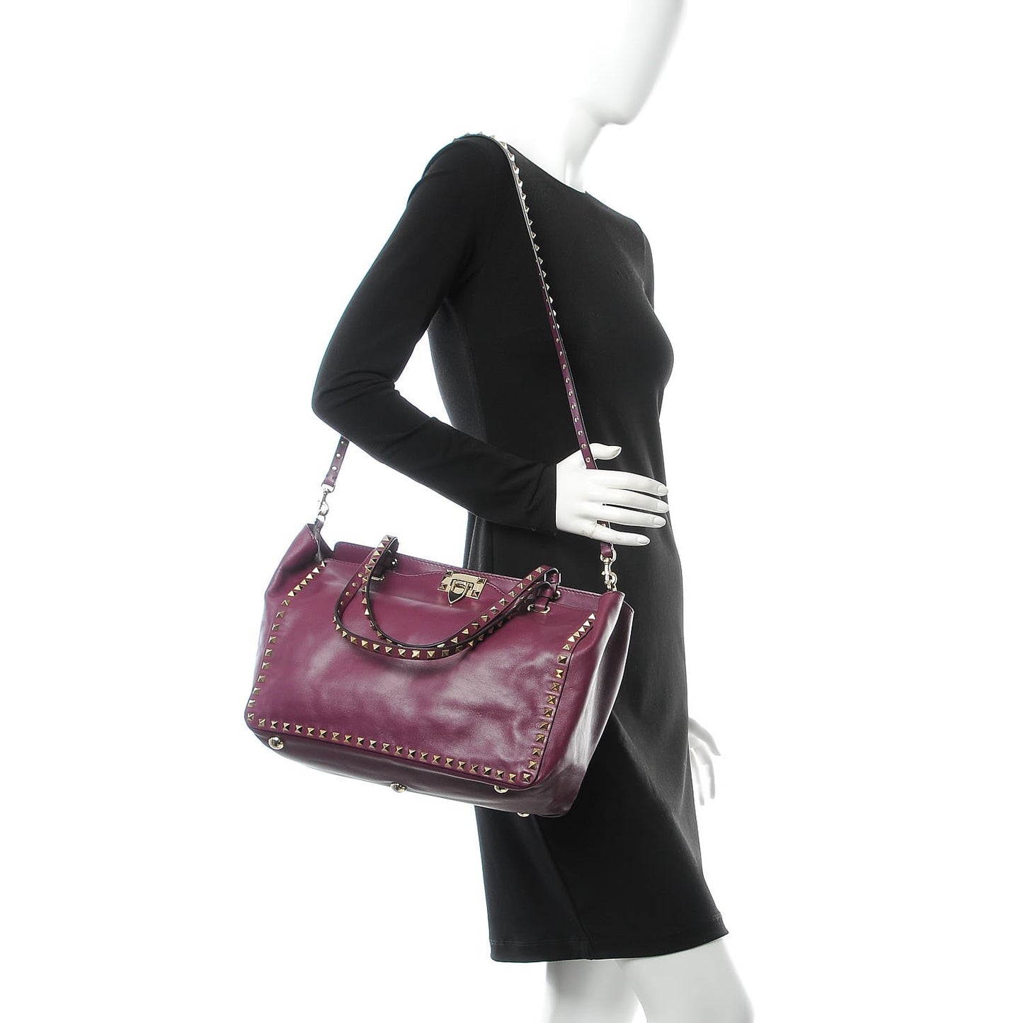 Vitello Medium Rockstud Tote Grape
