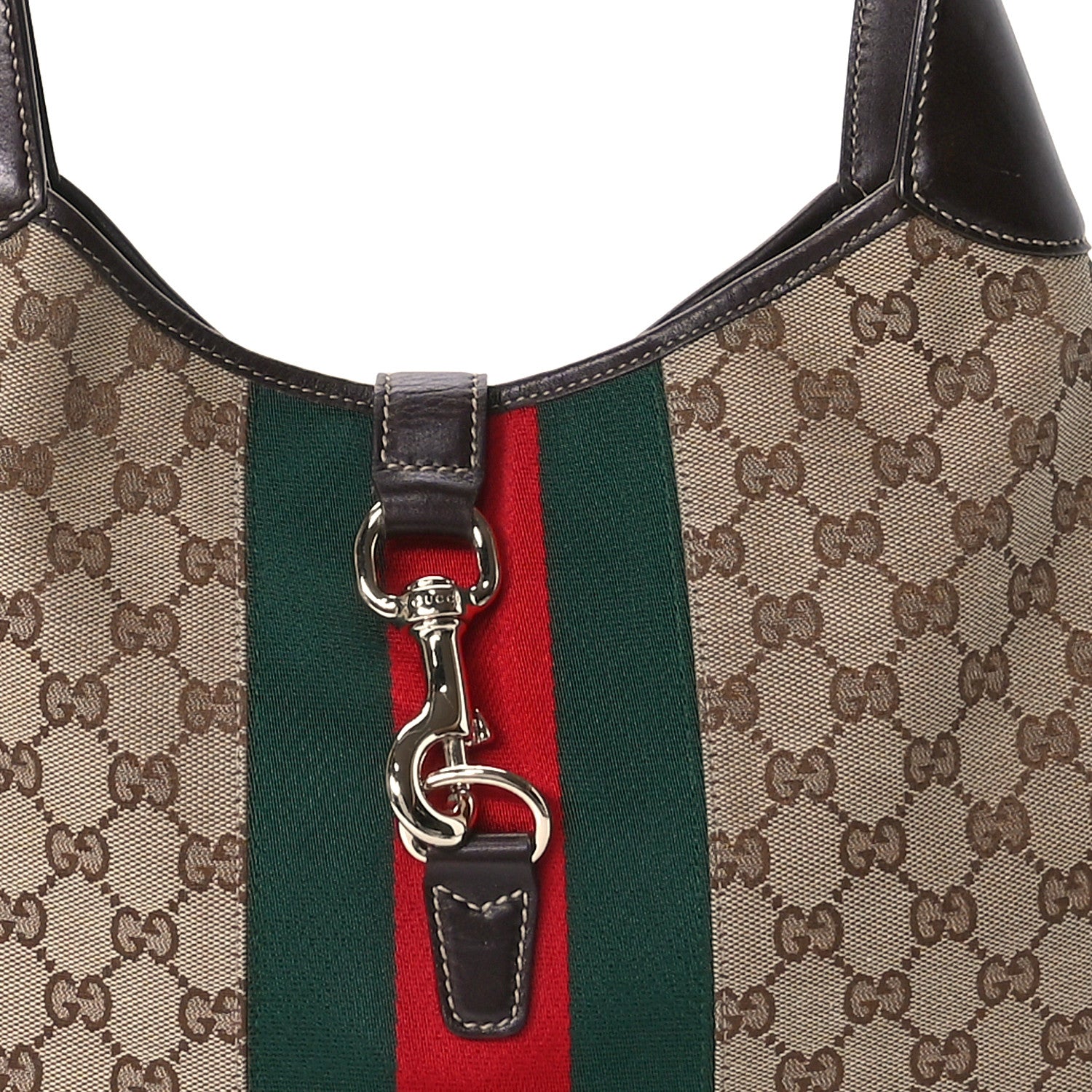 Gucci Monogram Web Jackie O Bouvier Hobo Dark Brown 8 of 10