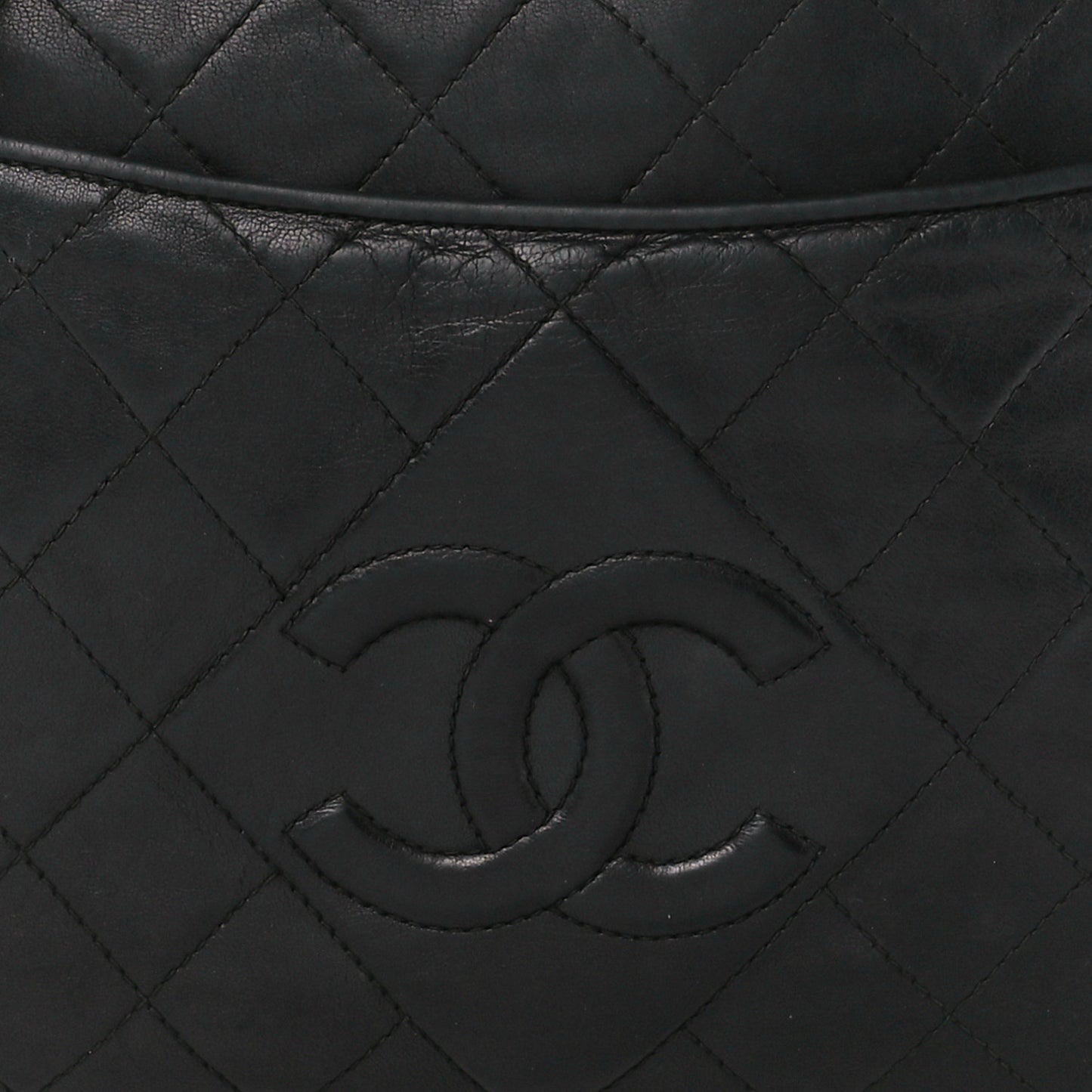 Lambskin Quilted Tassel Camera Case Black