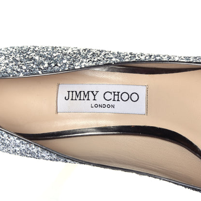 Jimmy Choo Coarse Glitter Degrade Pointy Toe Romy 100 Pumps 40 Navy Silver 7 of 7