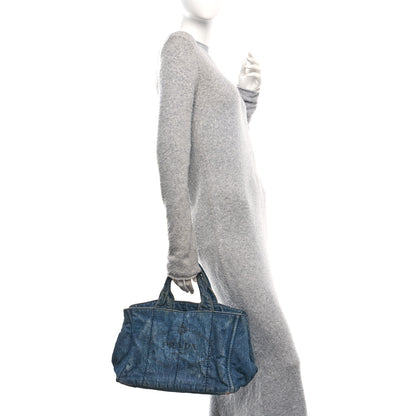 Prada Denim Logo Tote Avio 2 of 12