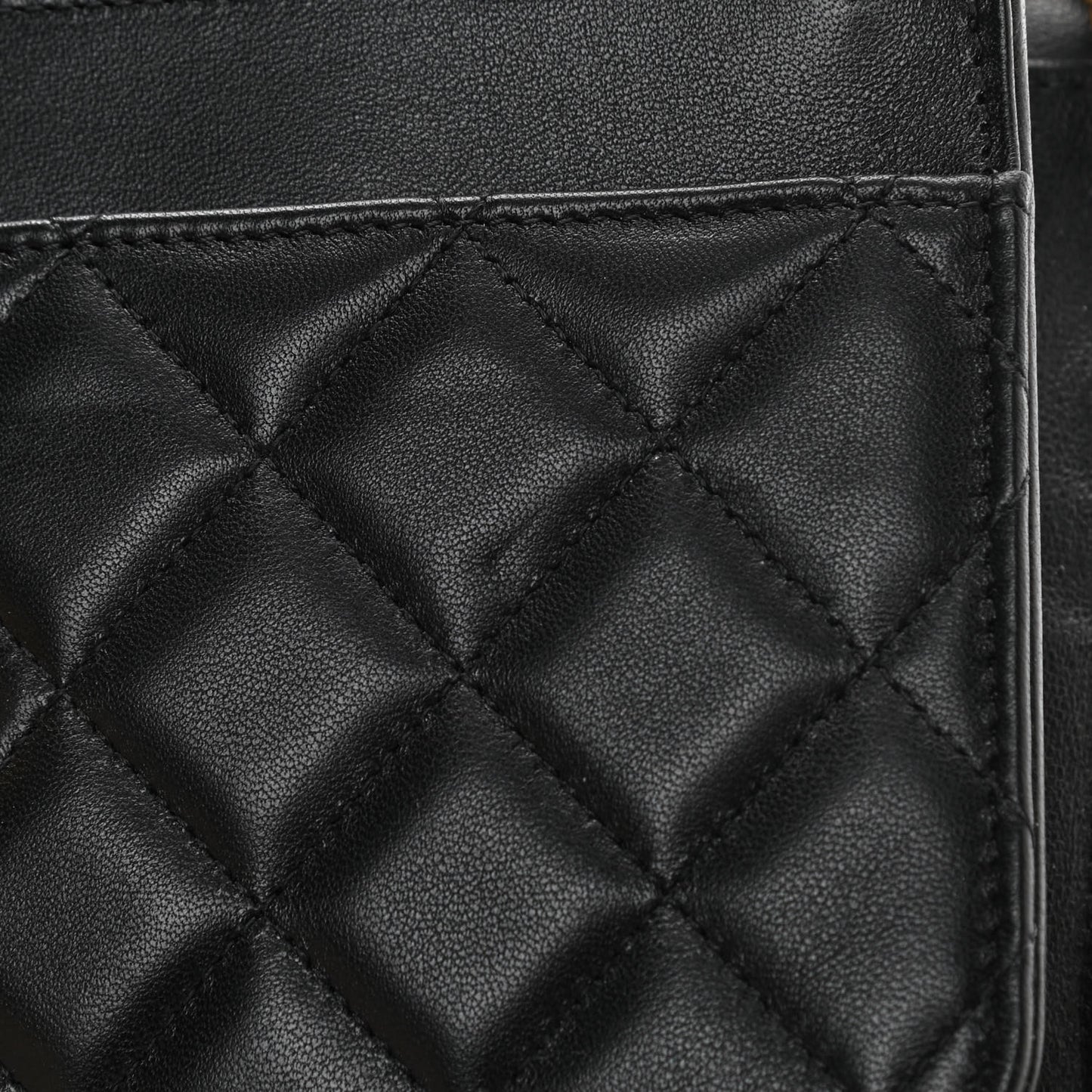 Lambskin Quilted CC Pearl Crush Wallet on Chain WOC Black