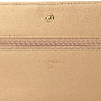 Chanel Metallic Galuchat Stingray Lambskin Boy Wallet On Chain WOC Gold 12 of 15