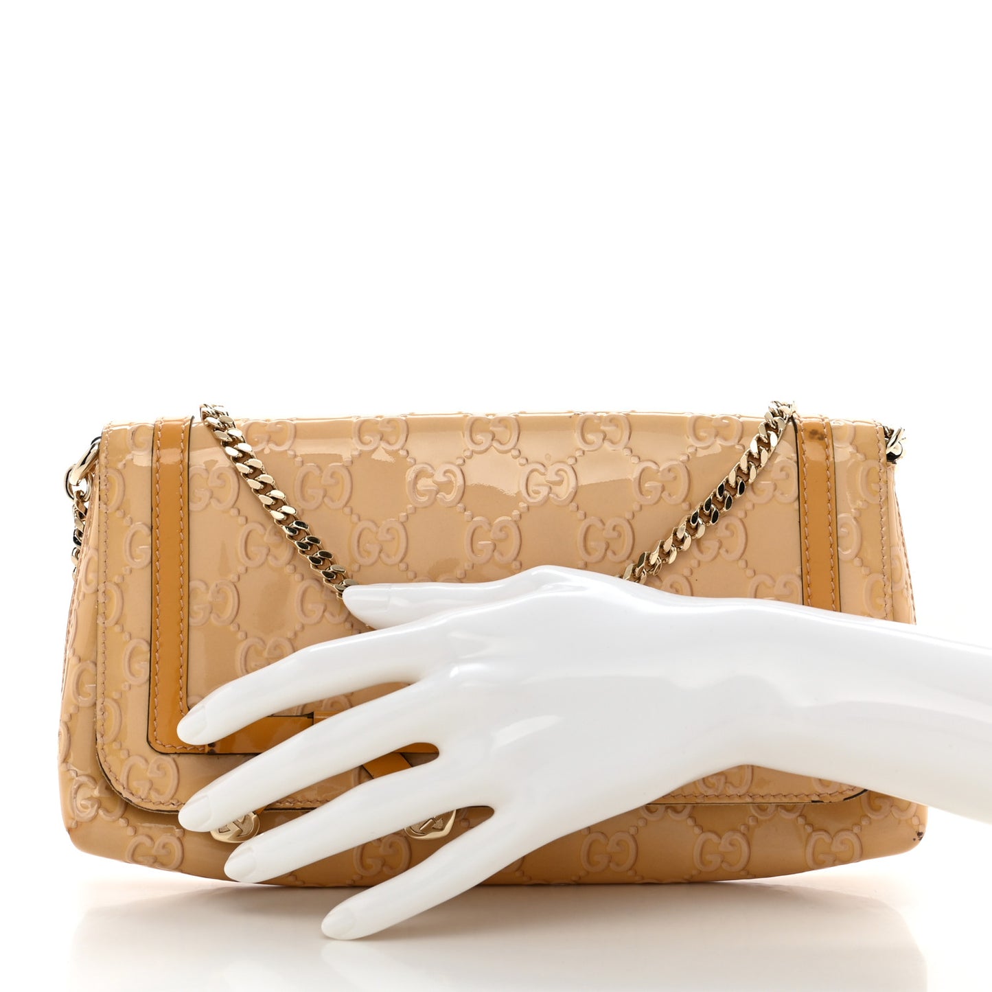 Patent Guccissima Mini Mayfair Bag Beige