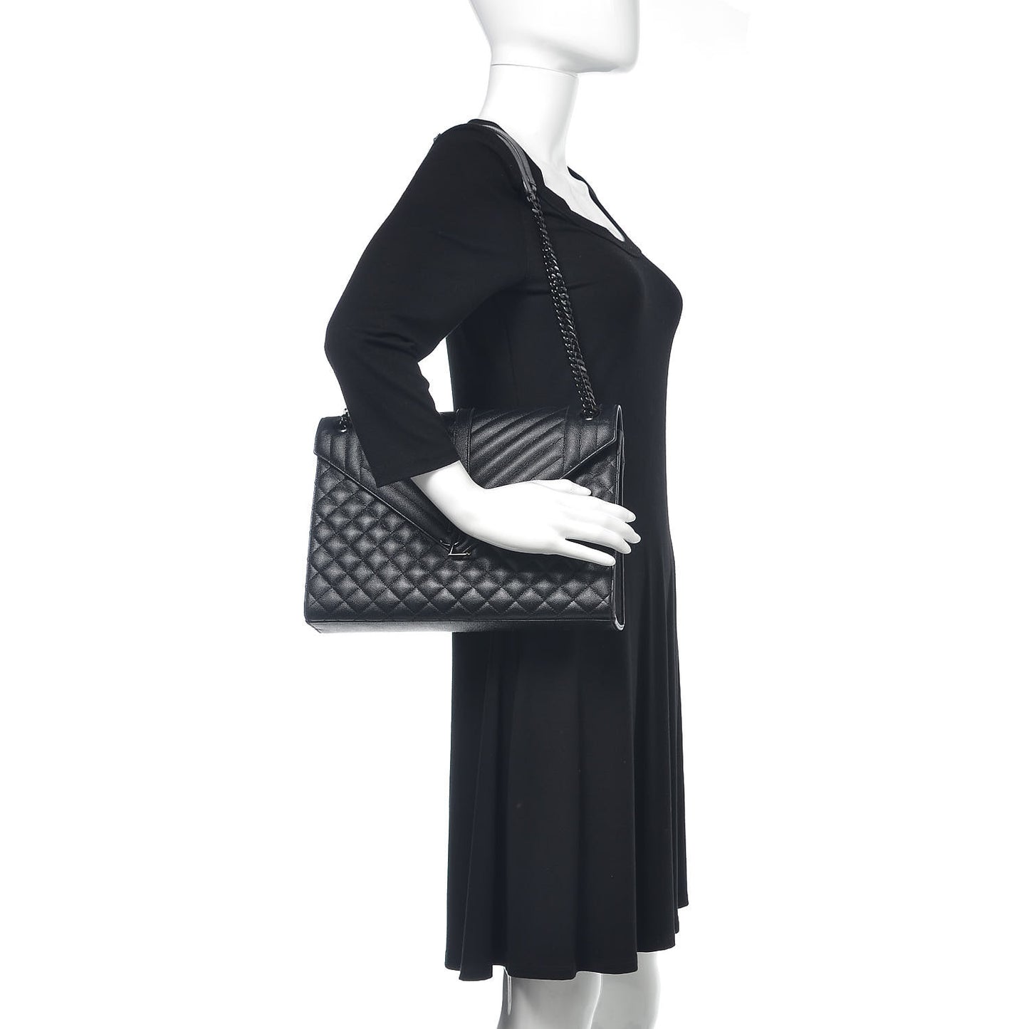 Grain De Poudre Large Tri-Quilt Monogram Satchel Black