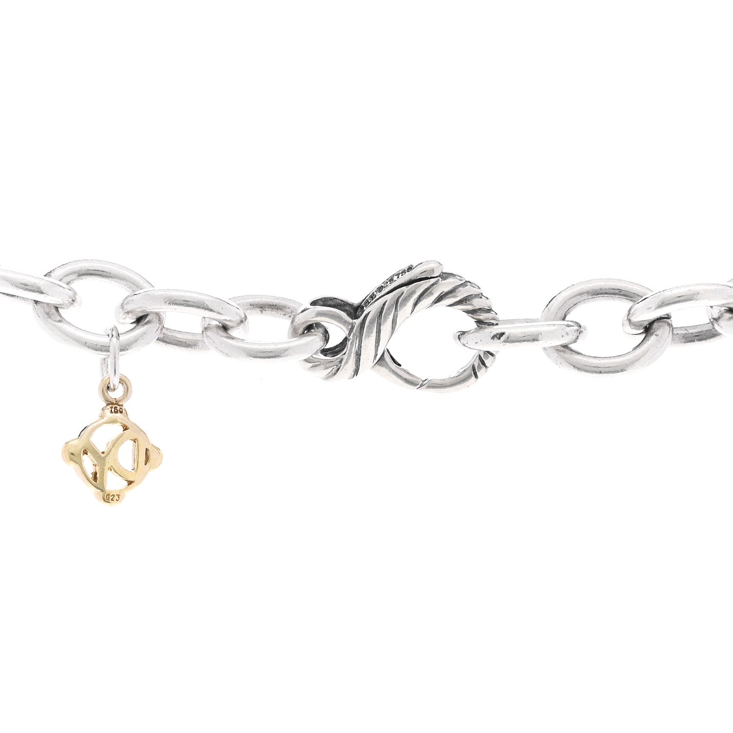 David Yurman Sterling Silver 18K Yellow Gold Figaro Link Necklace 32" 4 of 5