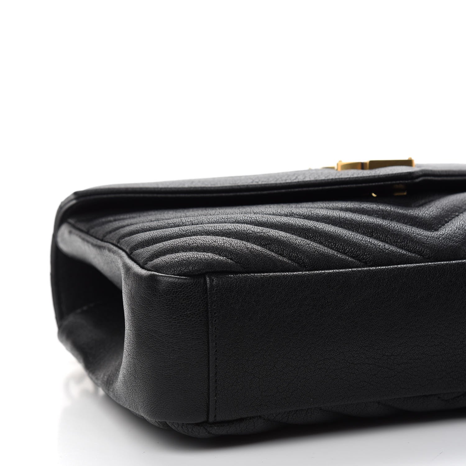 Saint Laurent Sheepskin Matelasse Chevron Monogram Medium College Bag Black 7 of 8
