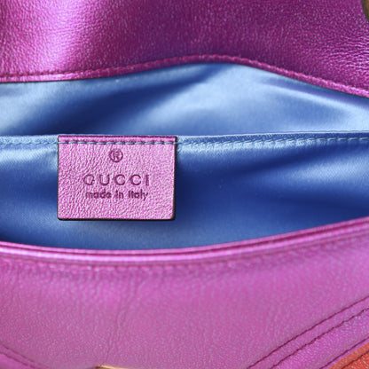 Gucci Metallic Calfskin Matelasse Mini GG Marmont Shoulder Bag Fuchsia 6 of 10