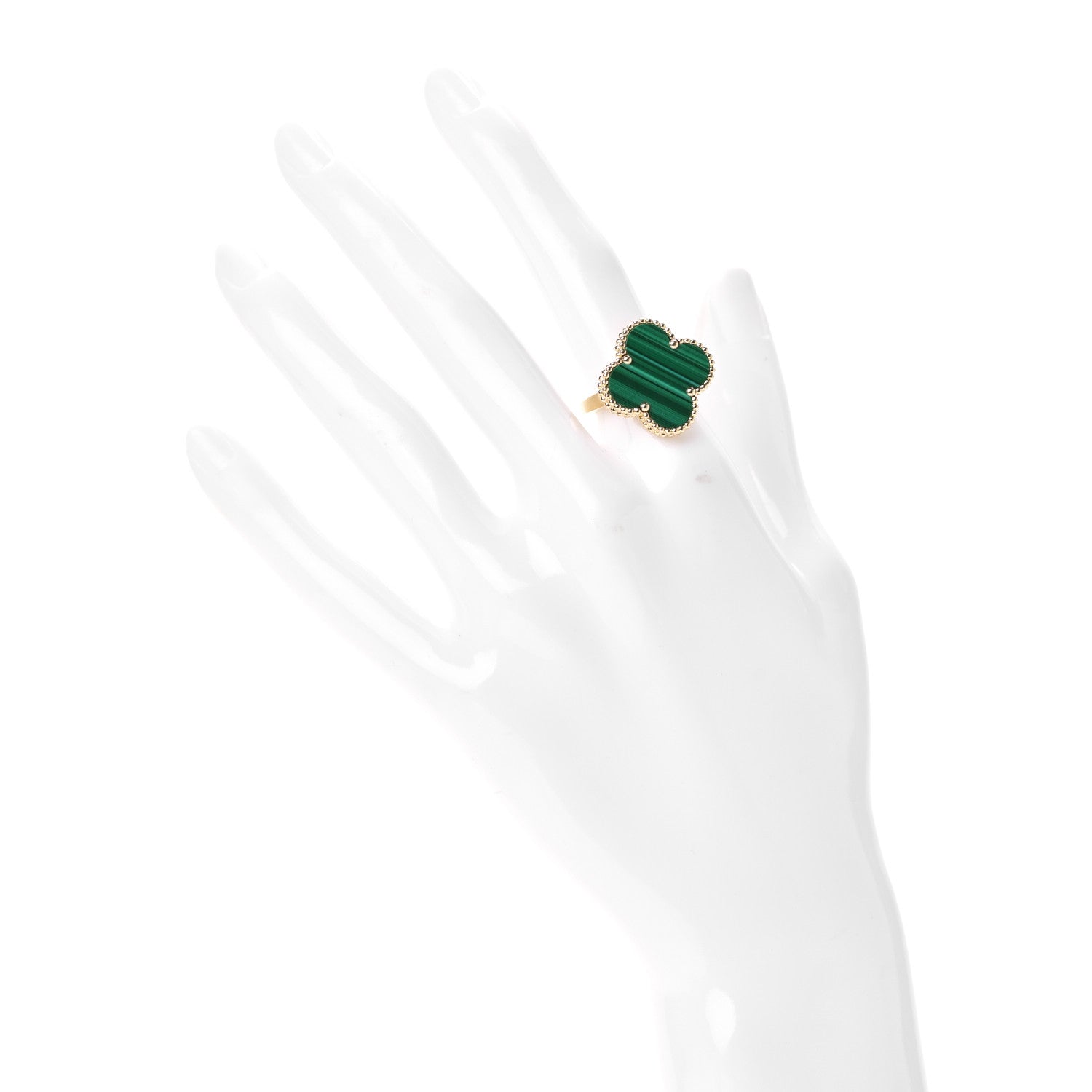 Van Cleef & Arpels 18K Yellow Gold Malachite Magic Alhambra Ring 50 5.25 2 of 5