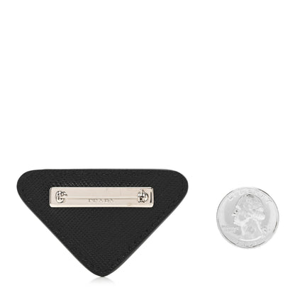 Prada Saffiano Enamel Logo Triangle Pin Black 2 of 4