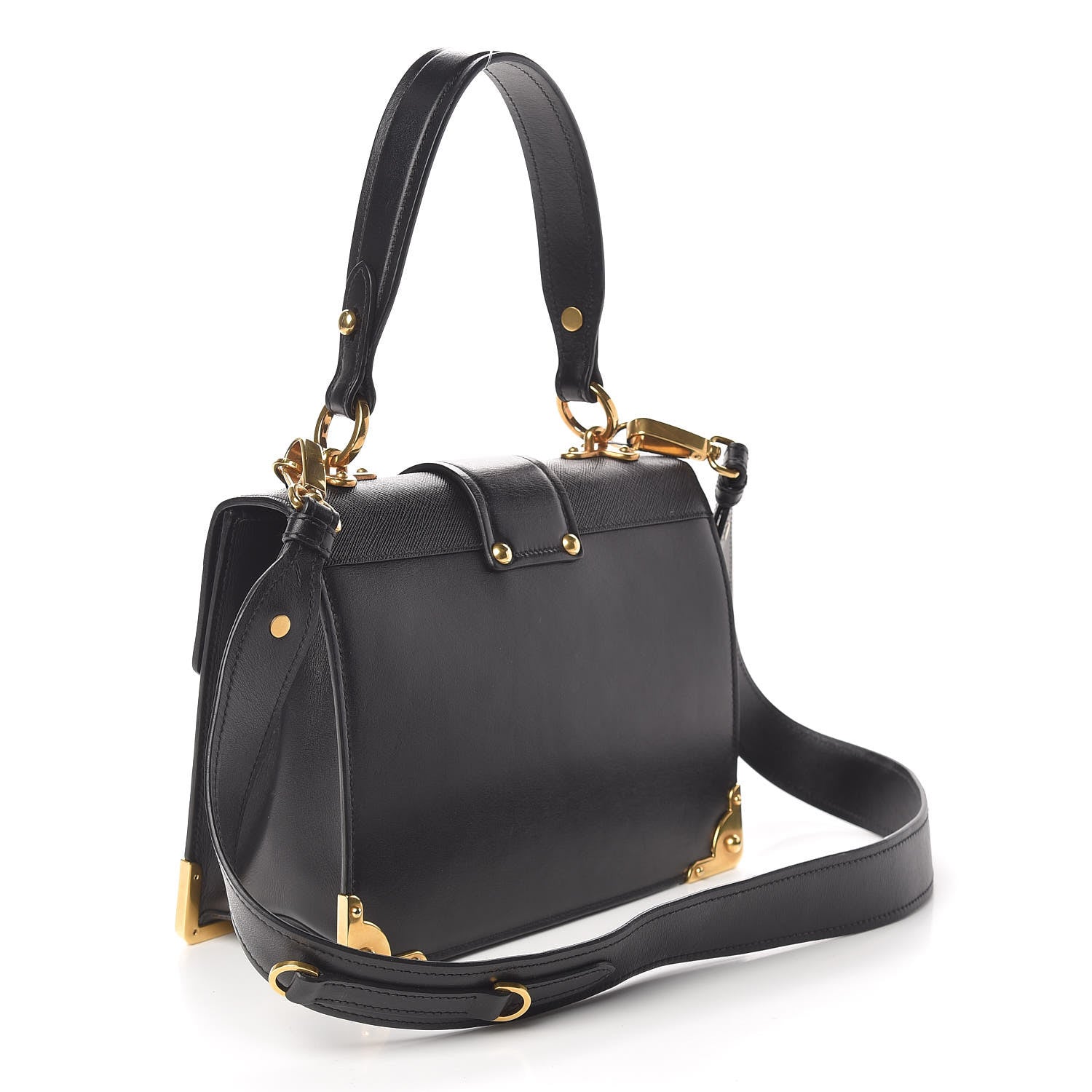 Prada City Calf Saffiano Animalier Top Handle Bag Black 3 of 14