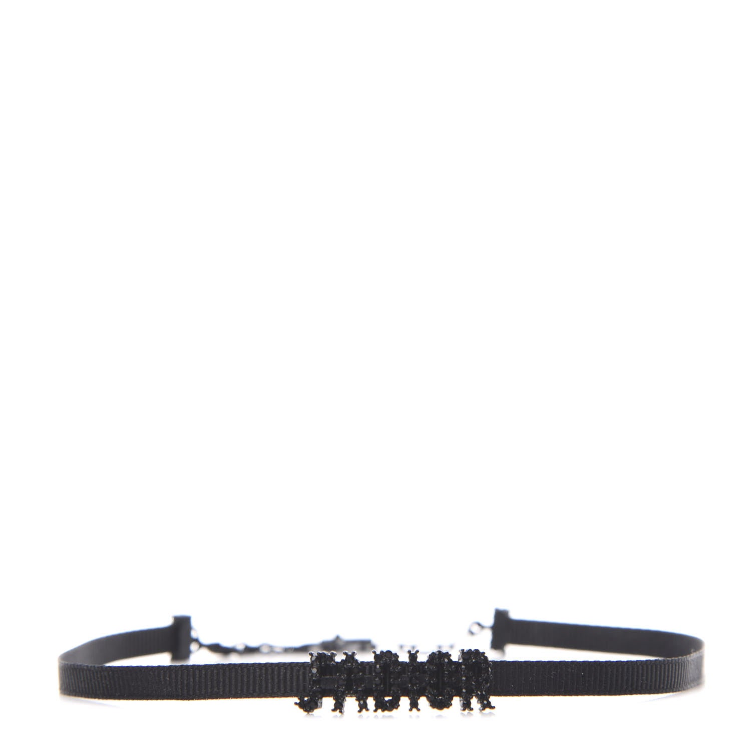 Christian Dior Grosgrain Ribbon Crystal J'Adior Logo Choker Necklace Black 1 of 5