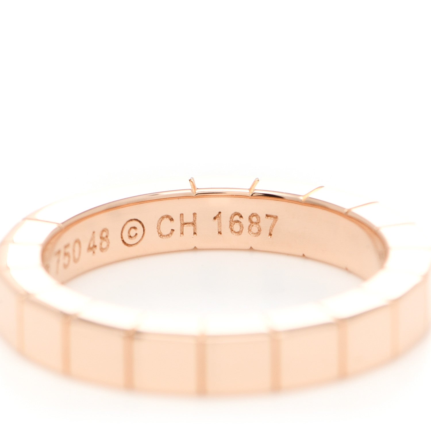 Cartier 18K Pink Gold 3mm Lanieres Ring 48 4.5 5 of 6