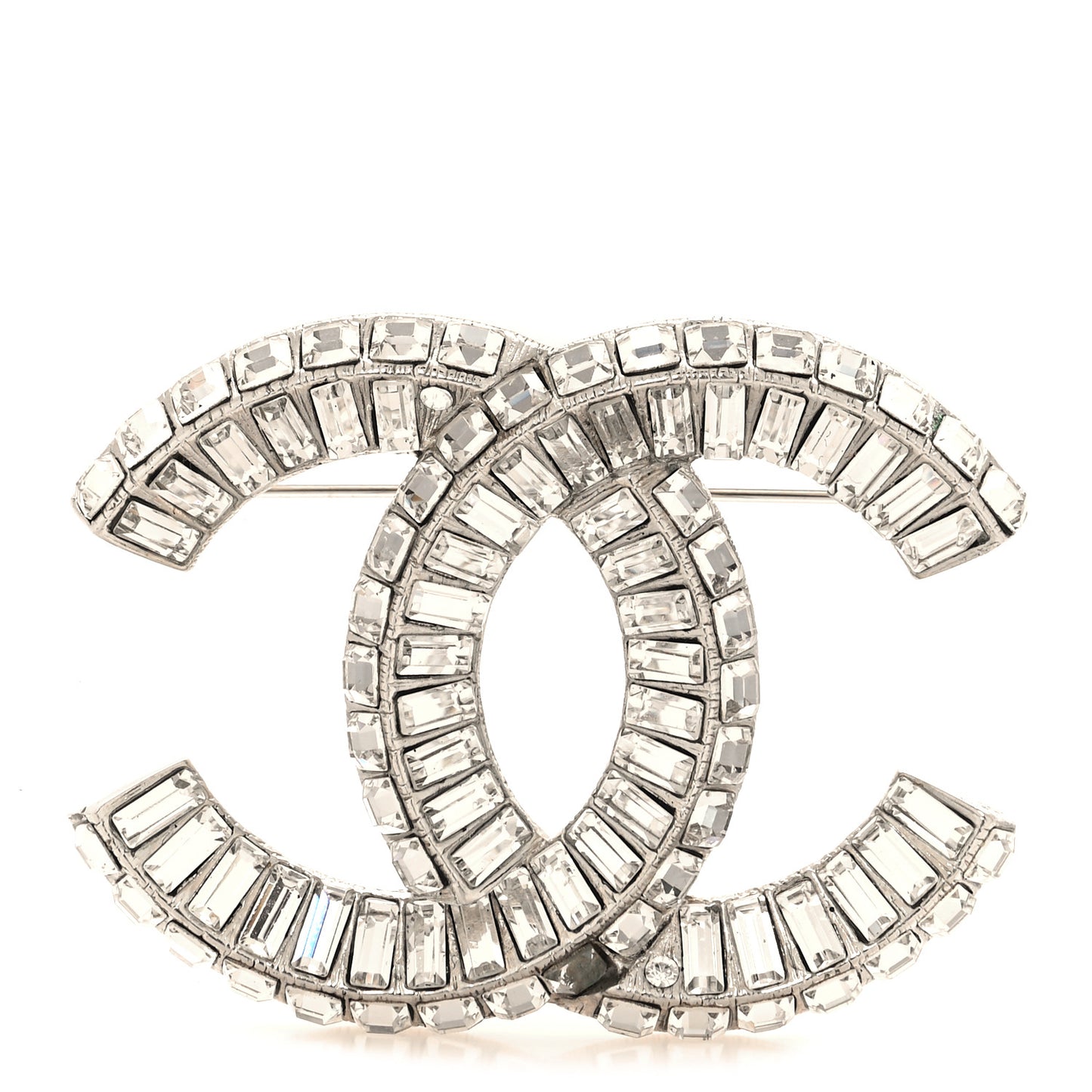 Baguette Crystal CC Brooch Silver