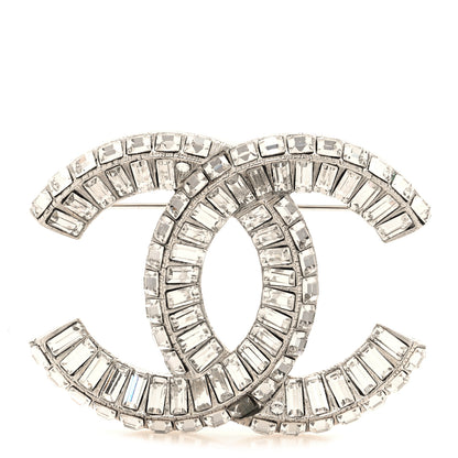 Chanel Baguette Crystal CC Brooch Silver 1 of 5