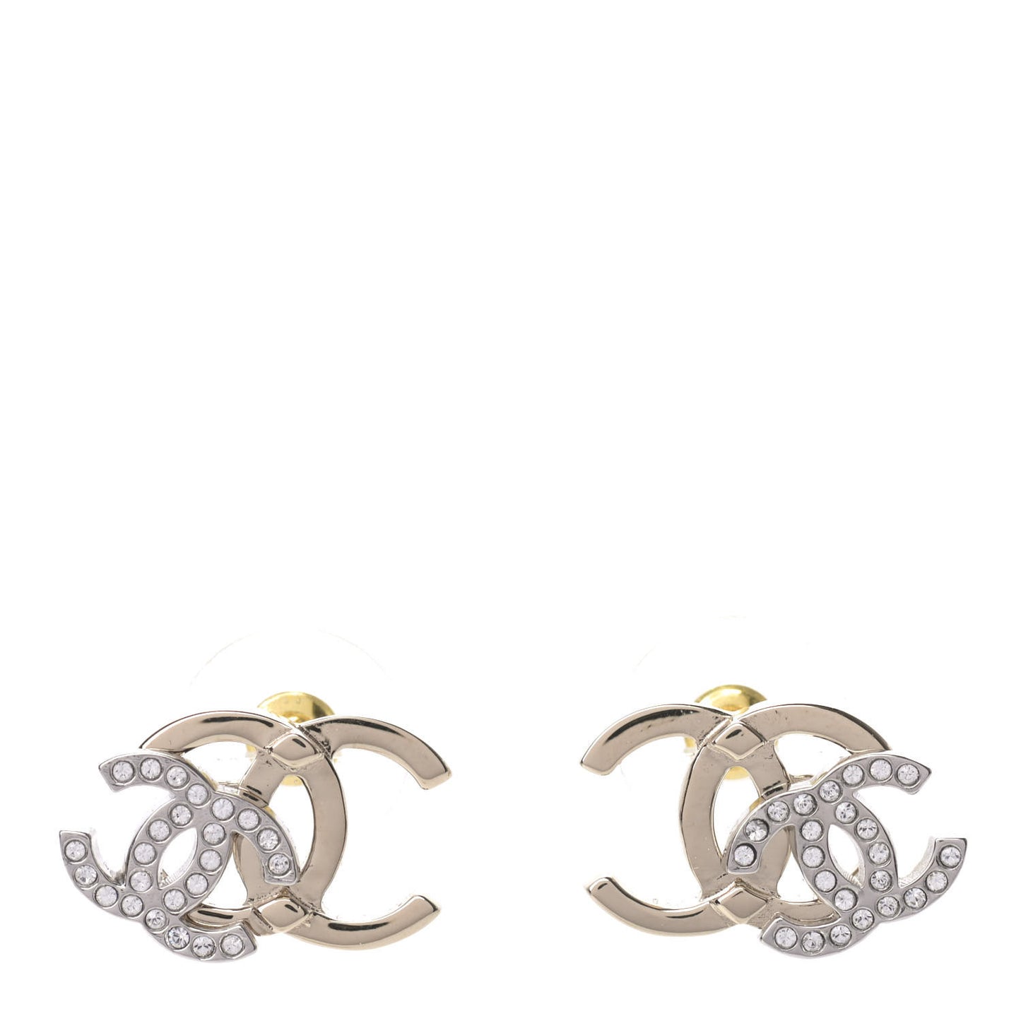 Crystal Double CC Earrings Gold Silver