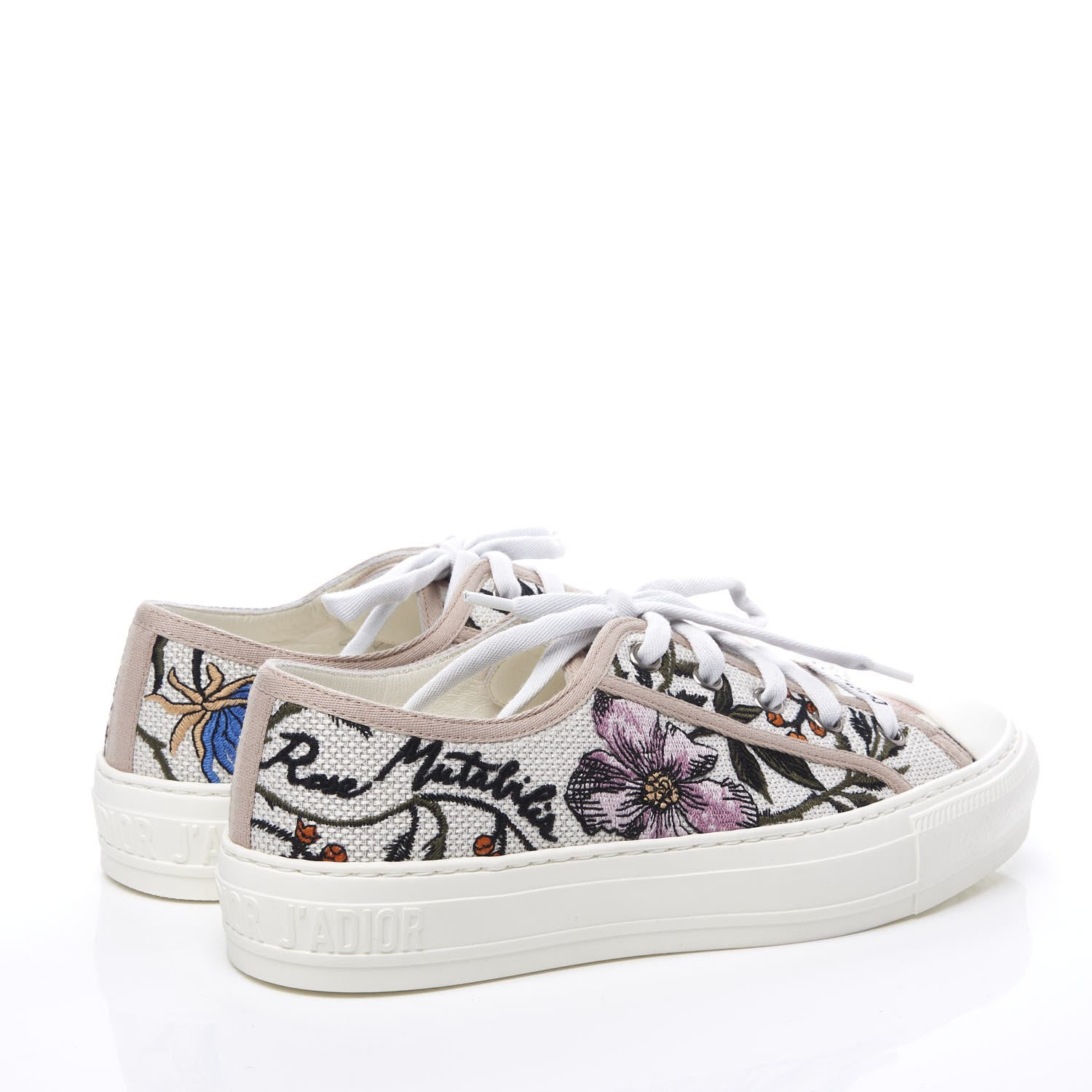 Christian Dior Canvas Rosa Mutabilis Embroidered Womens Walk'N'Dior Low Top Sneakers 36.5 Multicolor 4 of 11