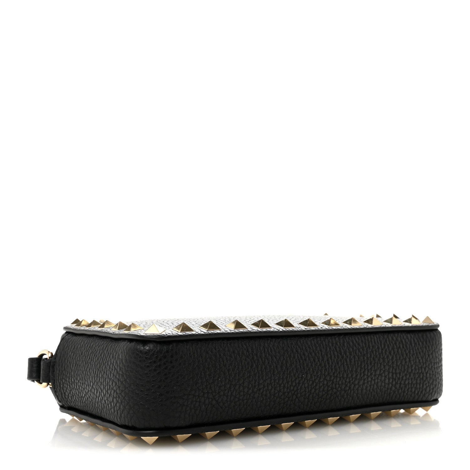 Valentino Garavani Pebbled Calfskin Rockstud Wristlet Zip Pouch Black 4 of 9