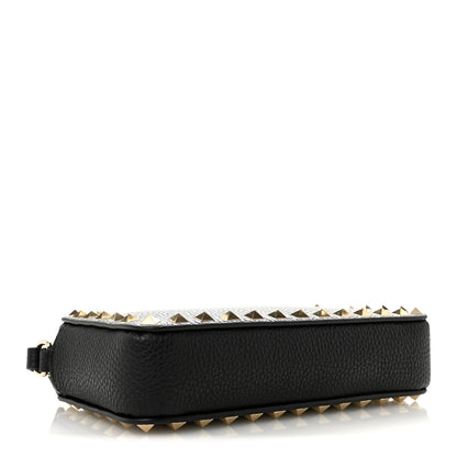 Valentino Garavani Pebbled Calfskin Rockstud Wristlet Zip Pouch Black 4 of 9