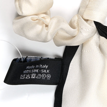 Chanel Silk Twill Hair Tie Ivory Black 4 of 5