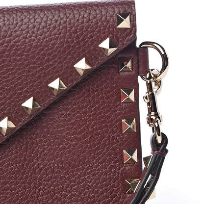 Valentino Garavani Pebbled Calfskin Medium Rockstud Envelope Flat Wristlet Pouch Rubin 9 of 10