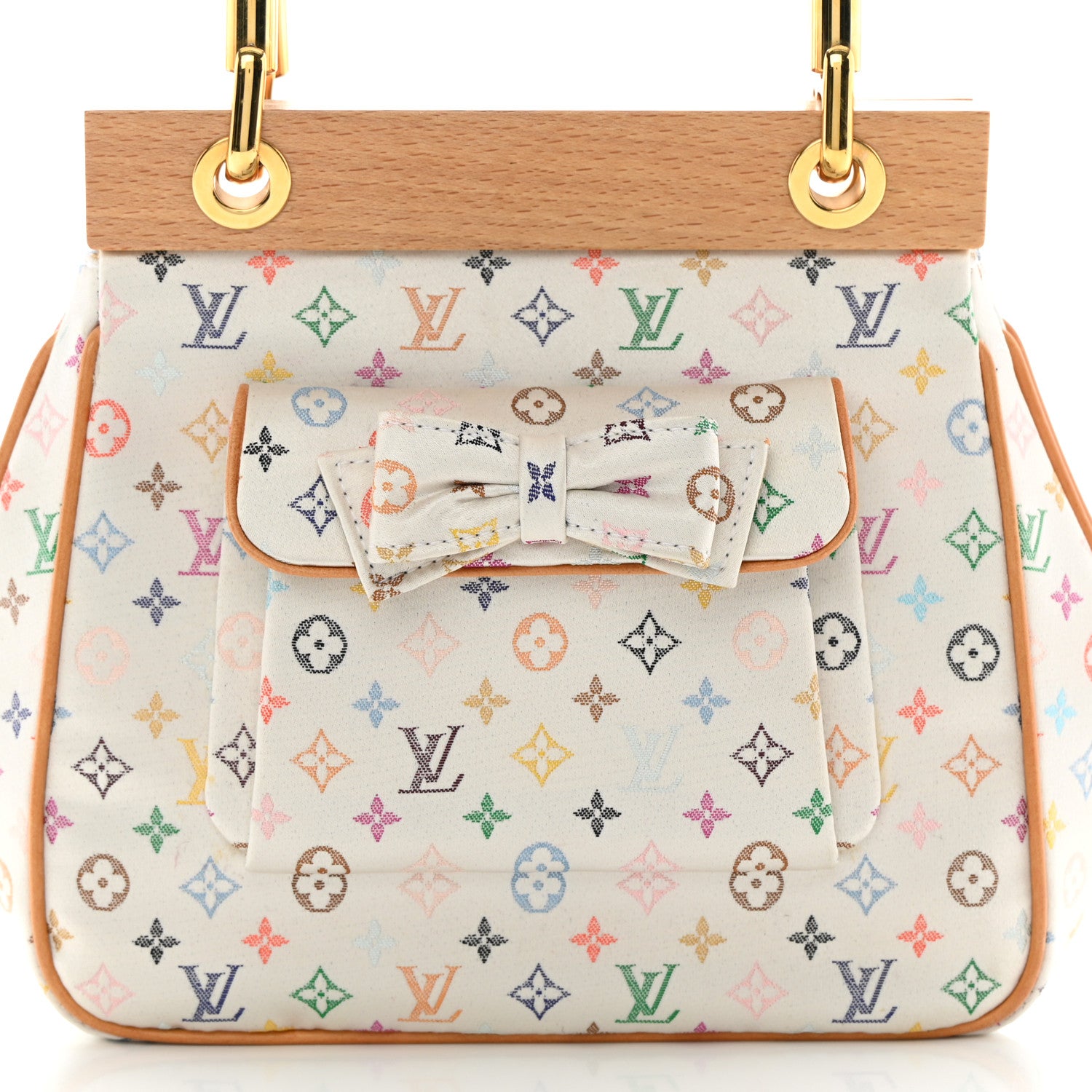 Louis Vuitton Silk Satin Monogram Multicolor Abelia White 8 of 14