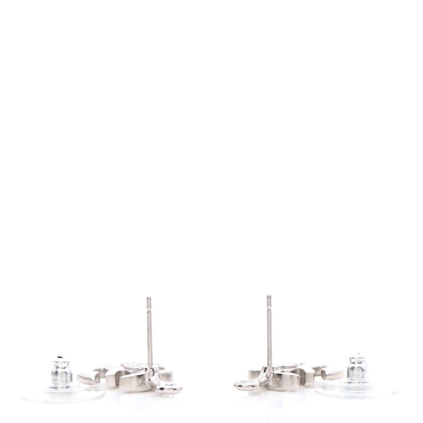 Metal Anchor CC Earrings Silver