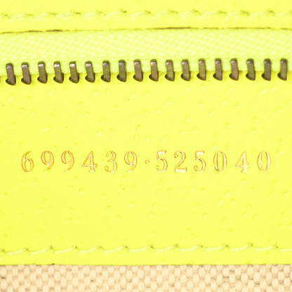 Gucci GG Supreme Monogram Textured Dollar Calfskin Web Ophidia Wristlet Shoulder Bag Beige Ebony Fluo Yellow 7 of 10