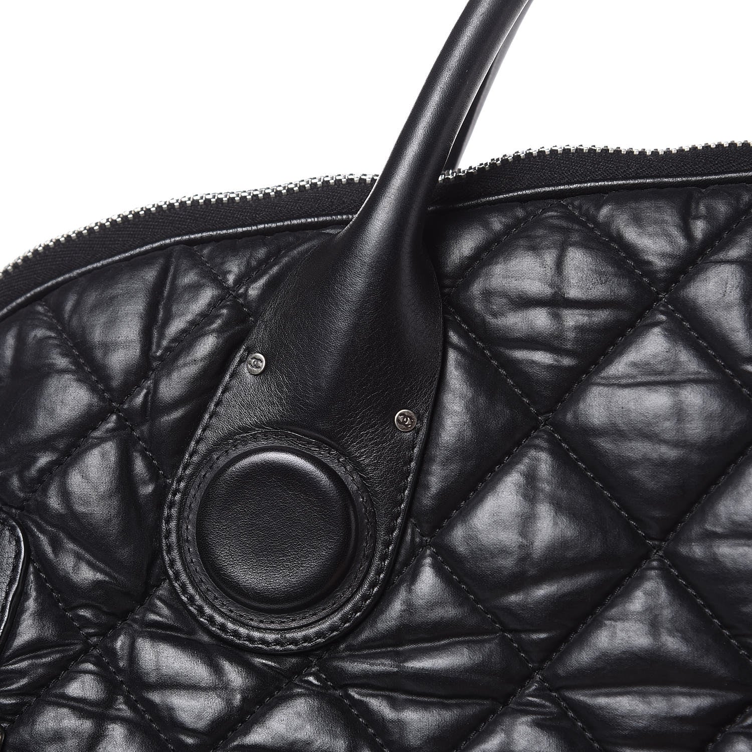 Chanel Coated Canvas Quilted Large Garment Travel Bag Black 14 of 16