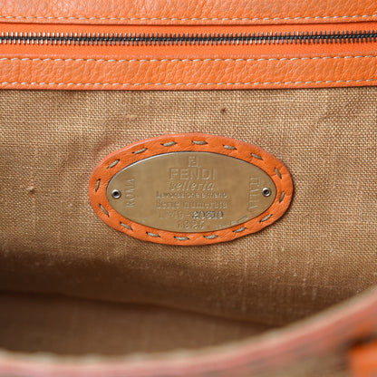 Fendi Raffia Calfskin Romano Selleria Tote Mandarino 6 of 12