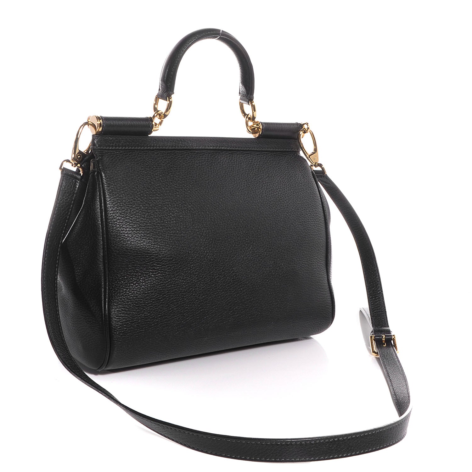 Dolce & Gabbana Grained Deerskin Medium Miss Sicily Satchel Black 3 of 10