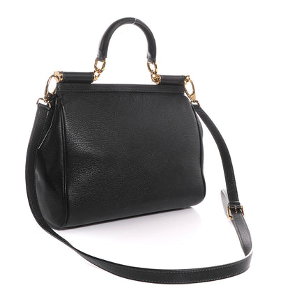 Dolce & Gabbana Grained Deerskin Medium Miss Sicily Satchel Black 3 of 10