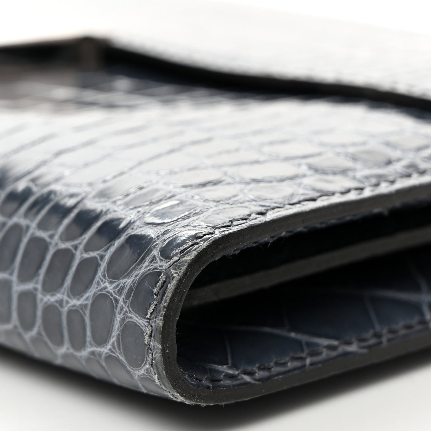 Shiny Alligator Constance Long Wallet Blue Jean