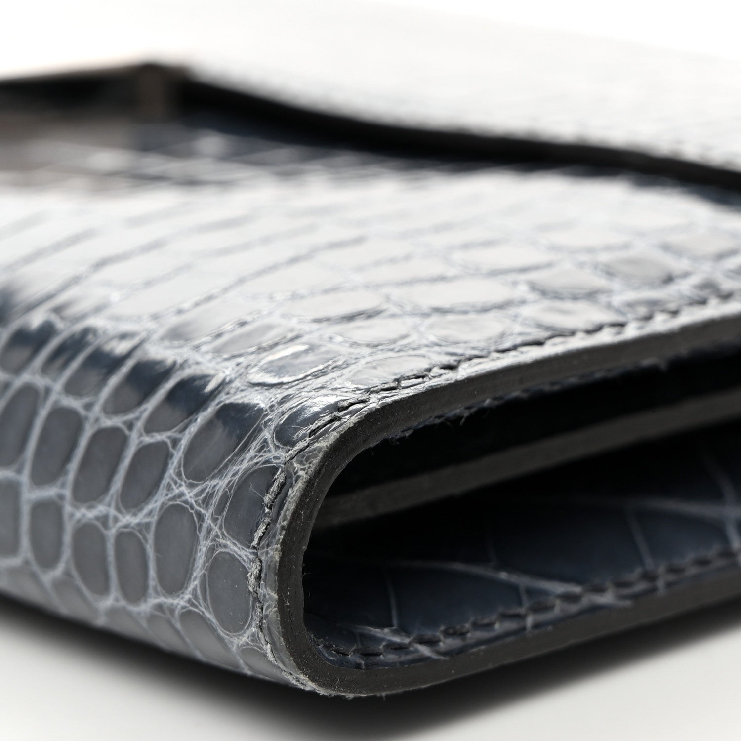 Hermes Shiny Alligator Constance Long Wallet Blue Jean 13 of 13