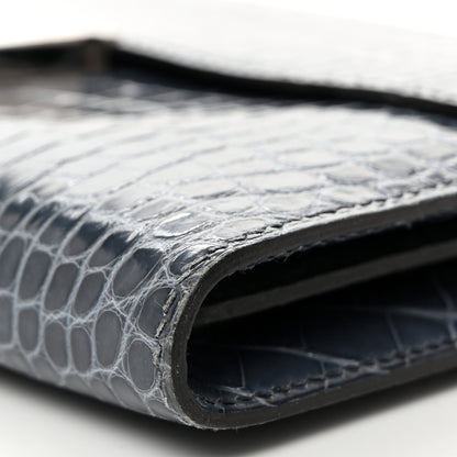 Hermes Shiny Alligator Constance Long Wallet Blue Jean 13 of 13