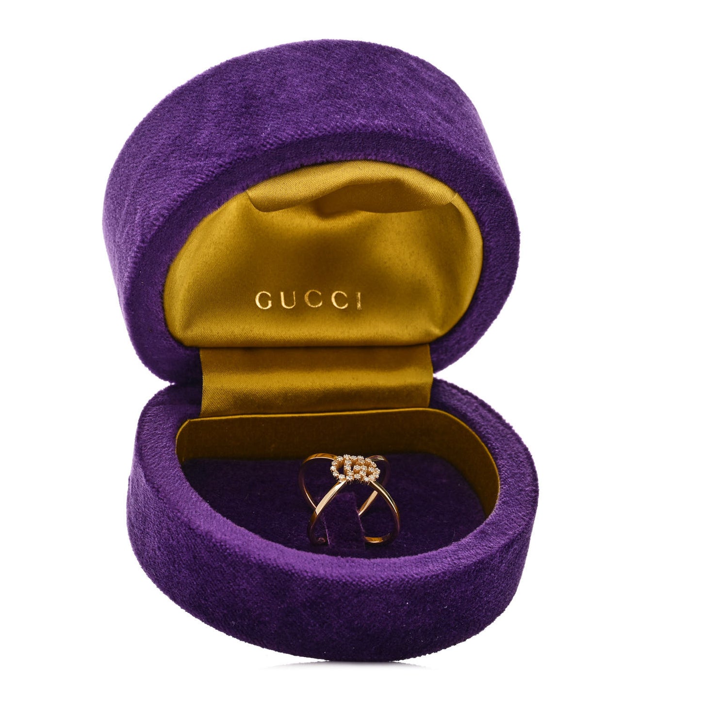 18K Yellow Gold Diamond Running G Cross Ring 53 6.5