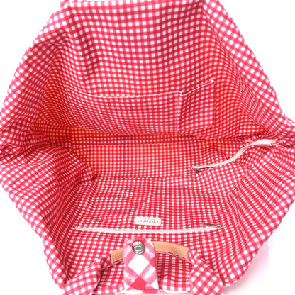 Chanel Canvas Gingham Printed CC Tote Pink White 7 of 9