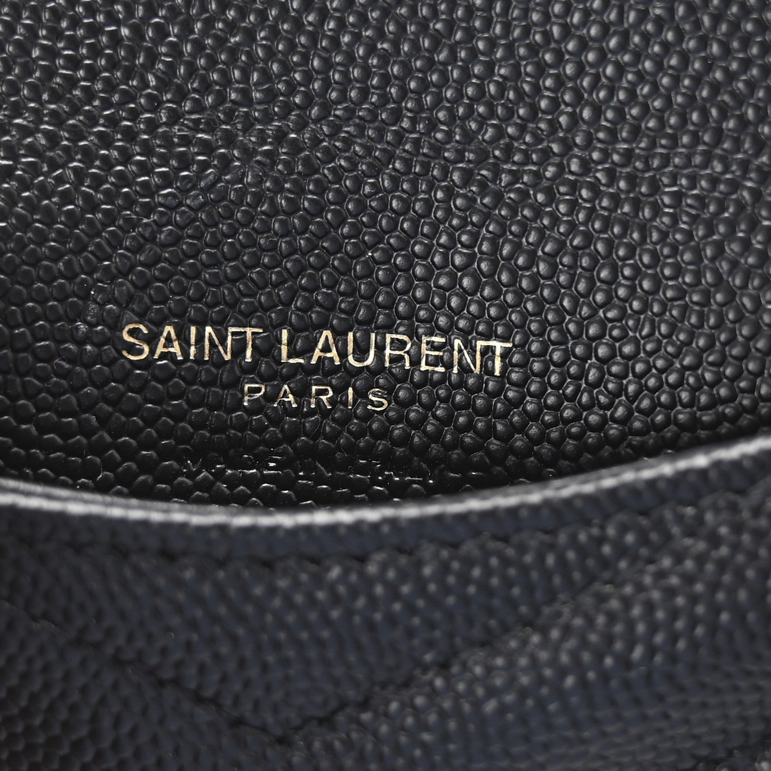Saint Laurent Grain De Poudre Matelasse Chevron Monogram Compact Wallet Black 6 of 6
